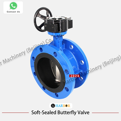 DN40-DN1200 Flankenverbindingshandleiding Turbine Ductile Iron Butterfly Valve for Benefit