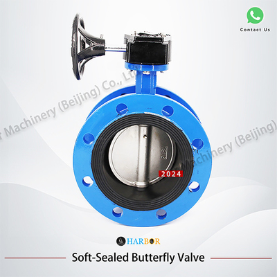 DN40-DN1200 Flankenverbindingshandleiding Turbine Ductile Iron Butterfly Valve for Benefit