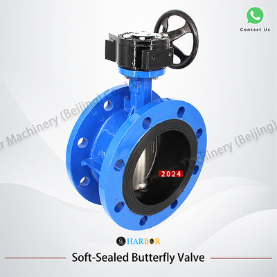 DN40-DN1200 Flankenverbindingshandleiding Turbine Ductile Iron Butterfly Valve for Benefit