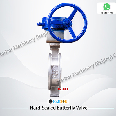 Gegooid staal Triple Excentric Manual Worm Gear Wafer Butterfly Valve D373H-16C in Blauw