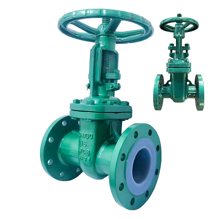 Flanged handmatig gegoten staal PTFE bekleed sluispoortklep Z41F46-16C voor waterbehandeling