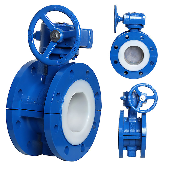 Gegote stalen turbine volledig PTFE-gevoer vlinderklep D341F46-16C voor industriële